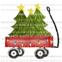 Red Wagon with trees 1 Sublimation transfers Heat Transfer