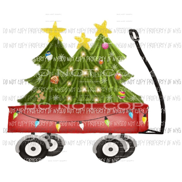 Red Wagon with trees 2 Sublimation transfers Heat Transfer