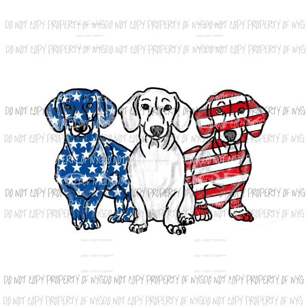 Red White and Blue Dashounds Sublimation transfers Heat Transfer