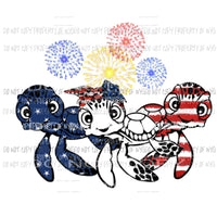 Red white and blue turtles Sublimation transfers Heat Transfer