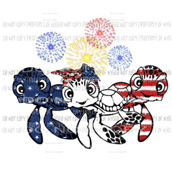 Red white and blue turtles Sublimation transfers Heat Transfer