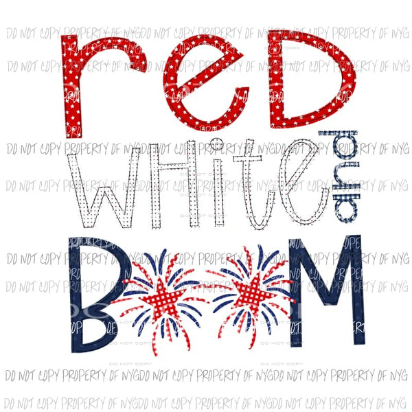 Red White and Boom fireworks Sublimation transfers Heat Transfer