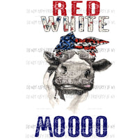 Red White and Moooo cow Sublimation transfers 4th july america Heat Transfer