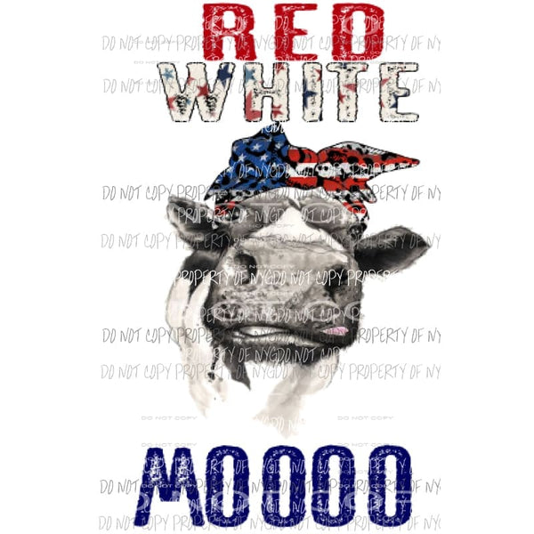 Red White and Moooo cow Sublimation transfers 4th july america Heat Transfer