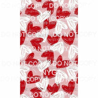 Red White Hearts Pink Background Sheet Sublimation transfers 13 x 9 inches Heat Transfer