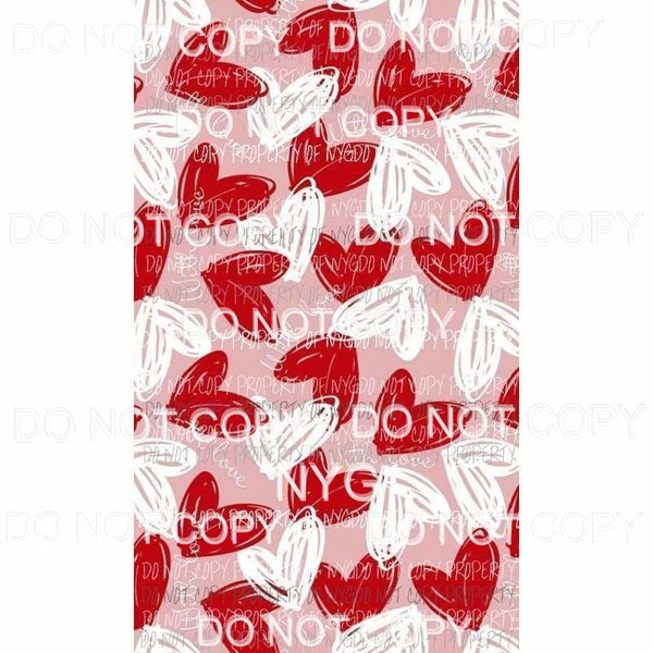 Red White Hearts Pink Background Sheet Sublimation transfers 13 x 9 inches Heat Transfer
