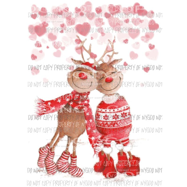 Reindeer 1 love valentine Sublimation transfers Heat Transfer