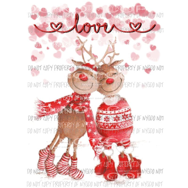 Reindeer 2 love valentine Sublimation transfers Heat Transfer