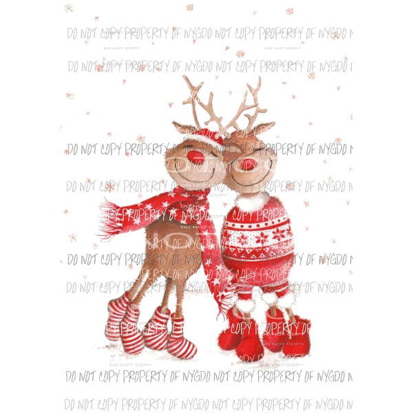 Reindeer 3 snowflakes Sublimation transfers Heat Transfer