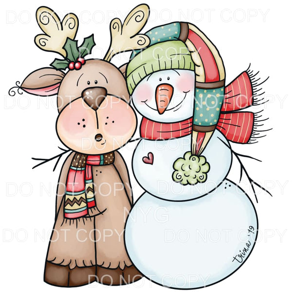 Reindeer And Snowman Winter Christmas #423 Sublimation 