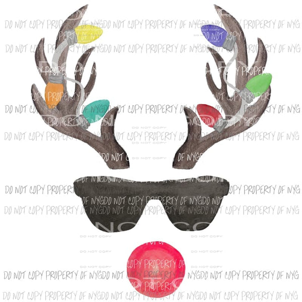 Reindeer with Glasses watercolor Christmas Sublimation transfers Heat Transfer