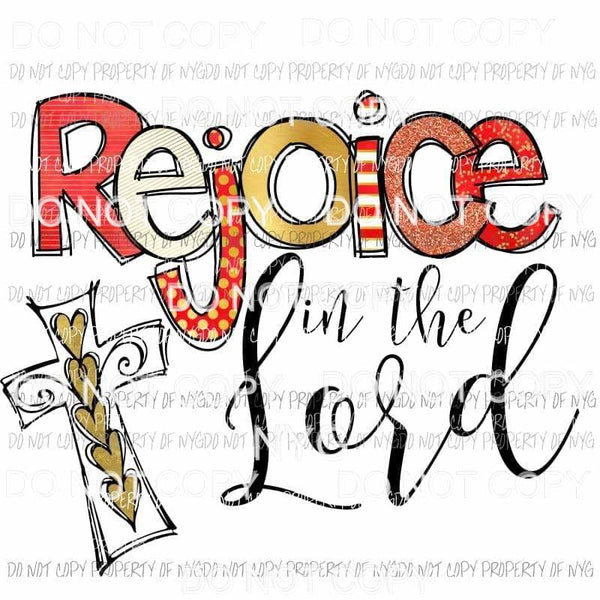 Rejoice In The Lord #2 cross Sublimation transfers Heat Transfer