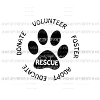 Rescue Paw Print #1 black Sublimation transfers Heat Transfer