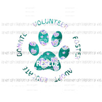Rescue Paw Print #3 green hearts Sublimation transfers Heat Transfer