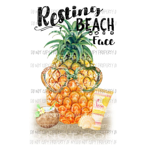 Resting Beach Face Pineapple Sublimation transfers Heat Transfer