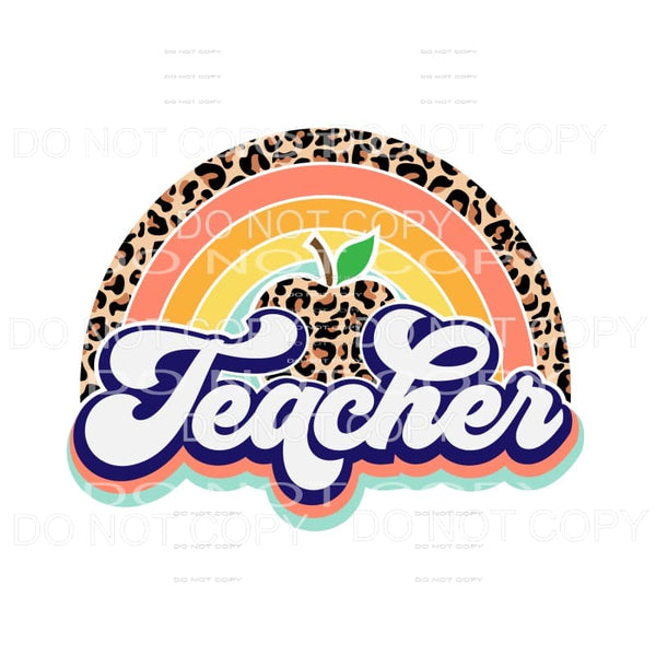 Retro Teacher Rainbow Sublimation transfers - Heat Transfer