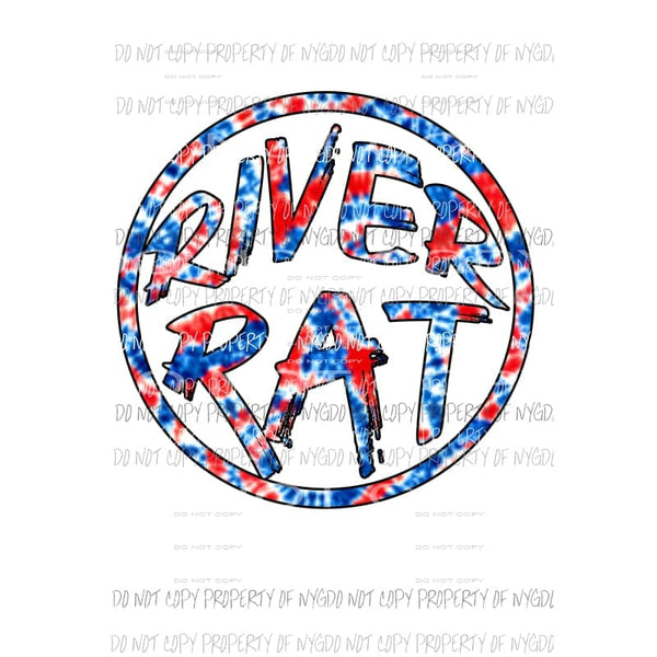 River Rat #2 red white blue tie dye Sublimation transfers Heat Transfer