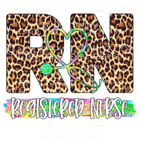 RN Registered Nurse Leopard Colorful Stethoscope Sublimation