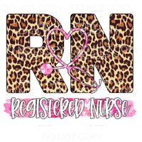 RN Registered Nurse Leopard Pink Stethoscope Sublimation 