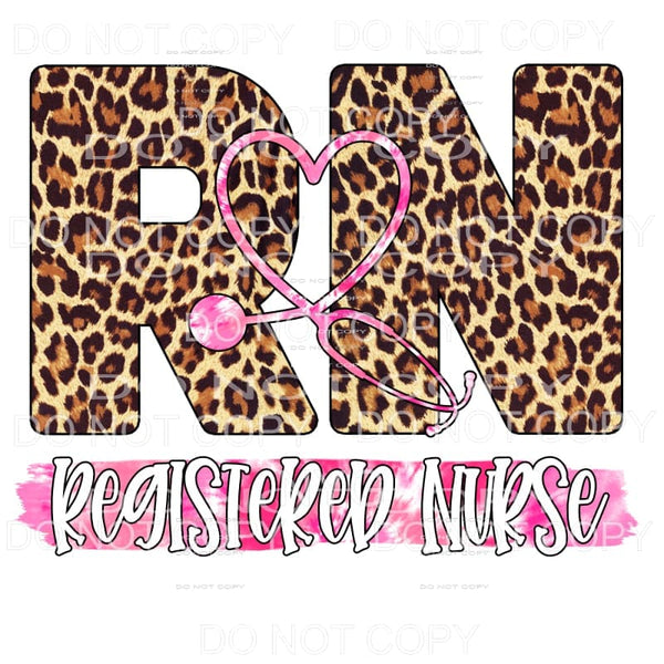 RN Registered Nurse Leopard Pink Stethoscope Sublimation 