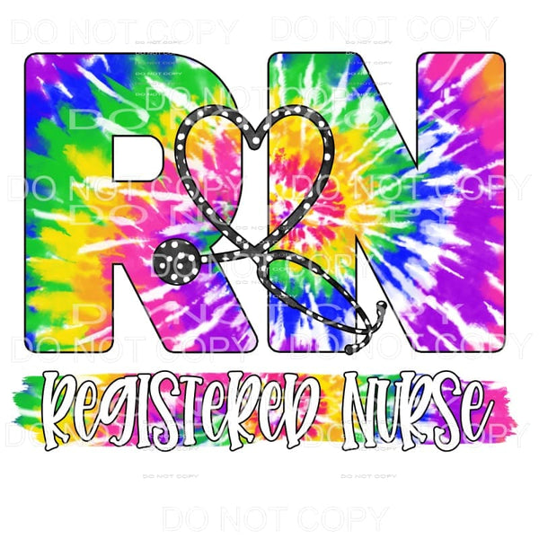 RN Registered Nurse Tie Dye Black Stethoscope Sublimation 