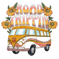Road Trippin Retro Bus Flowers Neutral Sublimation transfers