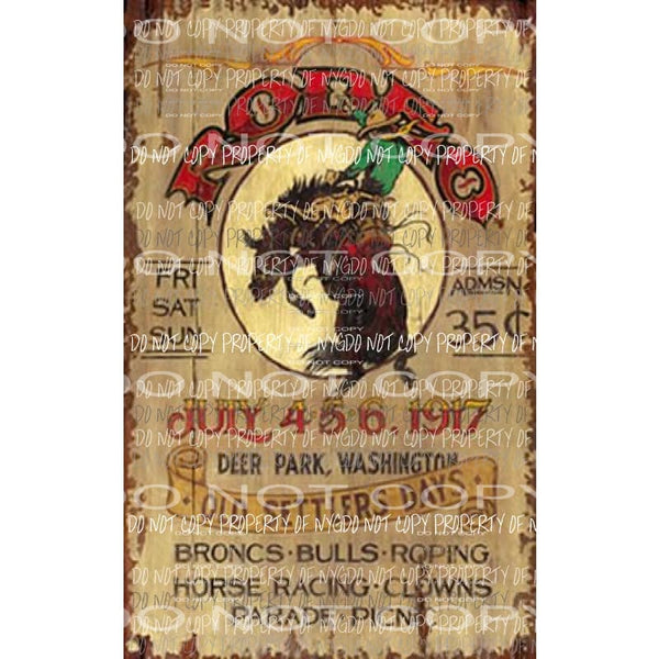 Rodeo Old Settlers Days competition western poster Sublimation transfers Heat Transfer