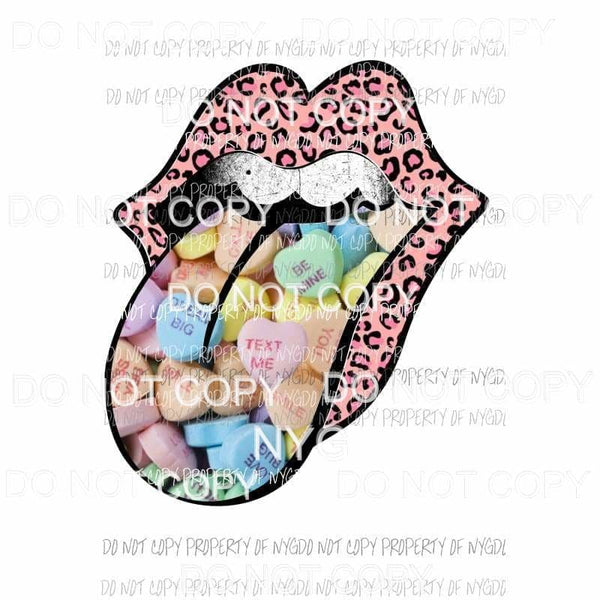Rolling Stones Conversation Hearts lips #1 pink leopard Sublimation transfers Heat Transfer