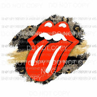 Rollings Stones #2 red lips black gold leopard brushstroke Sublimation transfers Heat Transfer