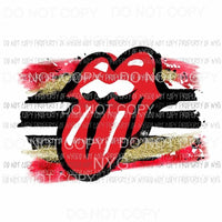 Rollings Stones #3 lips red black gold stripes Sublimation transfers Heat Transfer