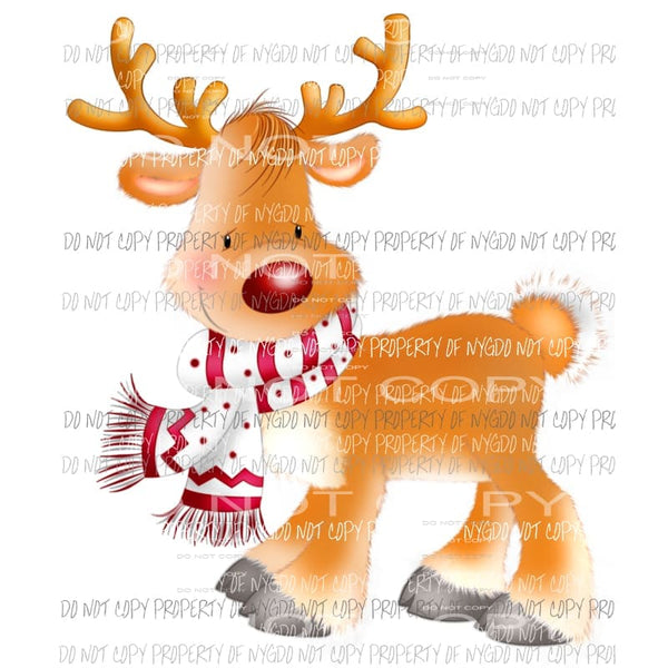 Rudolph Reindeer Cartoon Christmas # 5 Sublimation transfers Heat Transfer