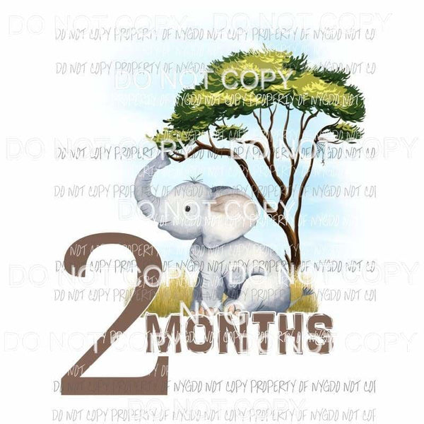 Safari 2 Months elephant Sublimation transfers Heat Transfer