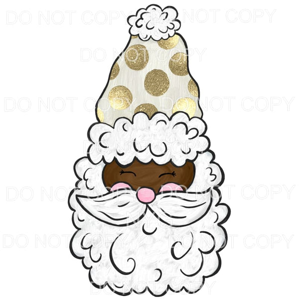 Santa Dark Skin Gold Polka Dot Hat #1563 Sublimation 