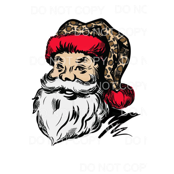 Santa Portrait Leopard # 161 Sublimation transfers - Heat 