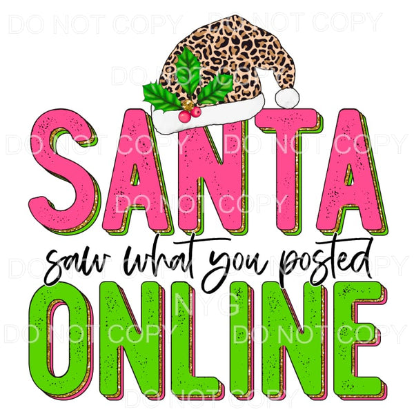 Santa Saw What You Posted Online Pink Green Leopard Hat 