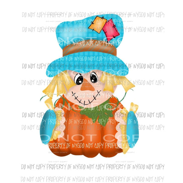 Scarecrow pumpkin light blue hat patches Sublimation transfers Heat Transfer