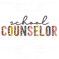 School Counselor Half Leopard Sublimation transfers - Heat 
