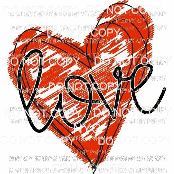 Scribble Red Heart Love Sublimation transfers Heat Transfer