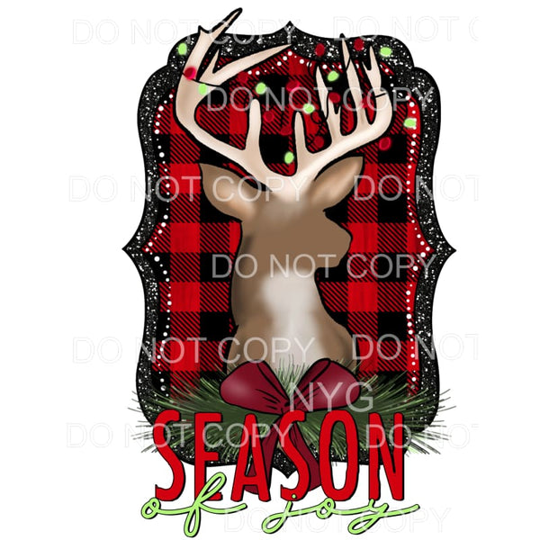 Season Of Joy Deer Red Buffalo Pliad Black Scalloped Frame 