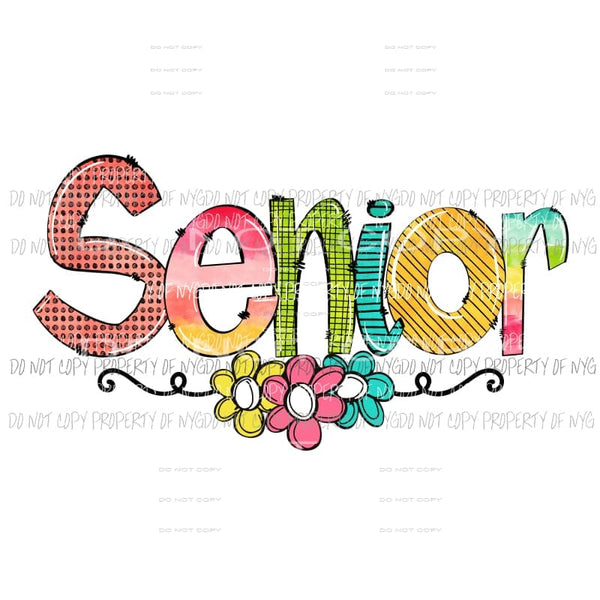 SENIOR flowers multi color print # 2 Sublimation transfers Heat Transfer
