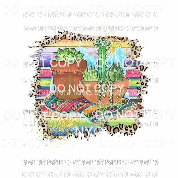 Serape Cactus leopard frame Sublimation transfers Heat Transfer
