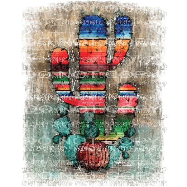 Serape Cactus with red pumpkin Sublimation transfers Heat Transfer