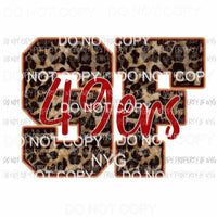 SF 49ers leopard letters San Francisco Sublimation transfers Heat Transfer