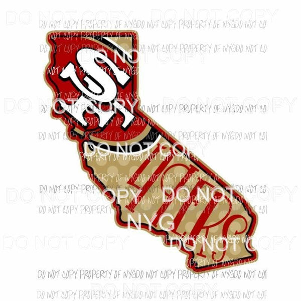 SF 49ers San Francisco state outline scarlet red metallic gold Sublimation transfers Heat Transfer