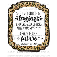 she is clothed in leggings Sublimation transfers Heat Transfer