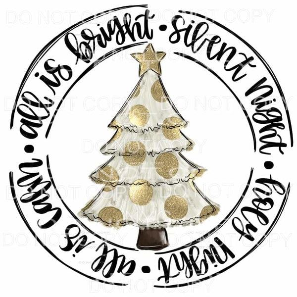 Silent Night Holy Night Gold Polka Dot Christmas Tree #922 