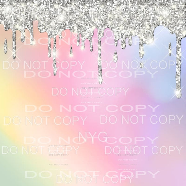 Silver Glitter Drip Pastel Color Gradient Sheet #1 