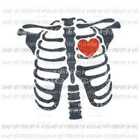 Skeleton # 1 blue red heart Sublimation transfers Heat Transfer