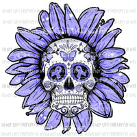 Skull and Flower PURPLE RIBBON Cancer Sublimation transfers Heat Transfer