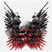 Skull Guns Knives Wings Sublimation transfers - Heat 